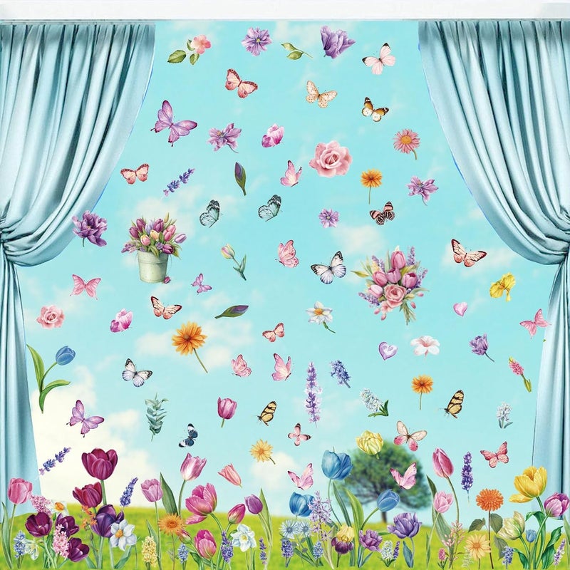 i-Beeboo Spring Flower Window clings Decorations Window Decals Stickers for Office Home - Image 5
